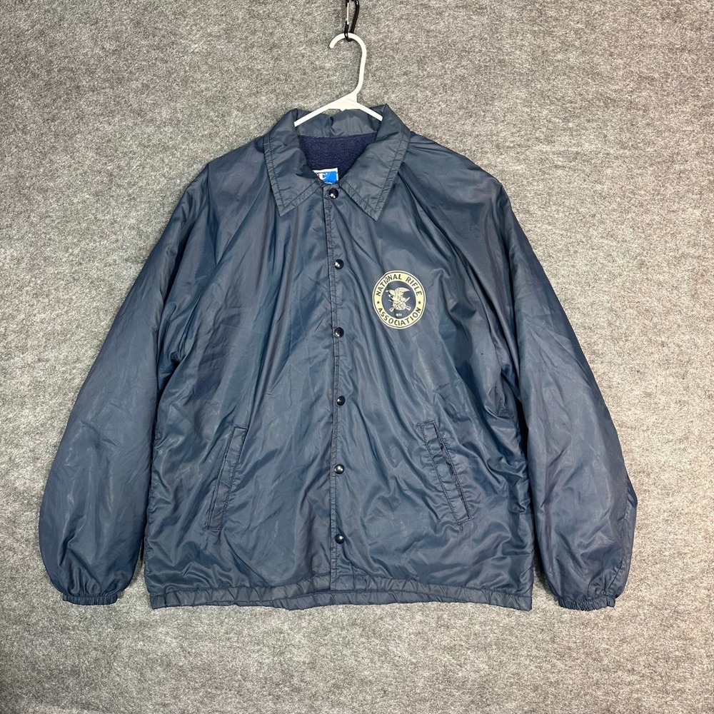 Vintage Champion NRA National Rifle Association Blue Lined‎ Coach Jacket Large